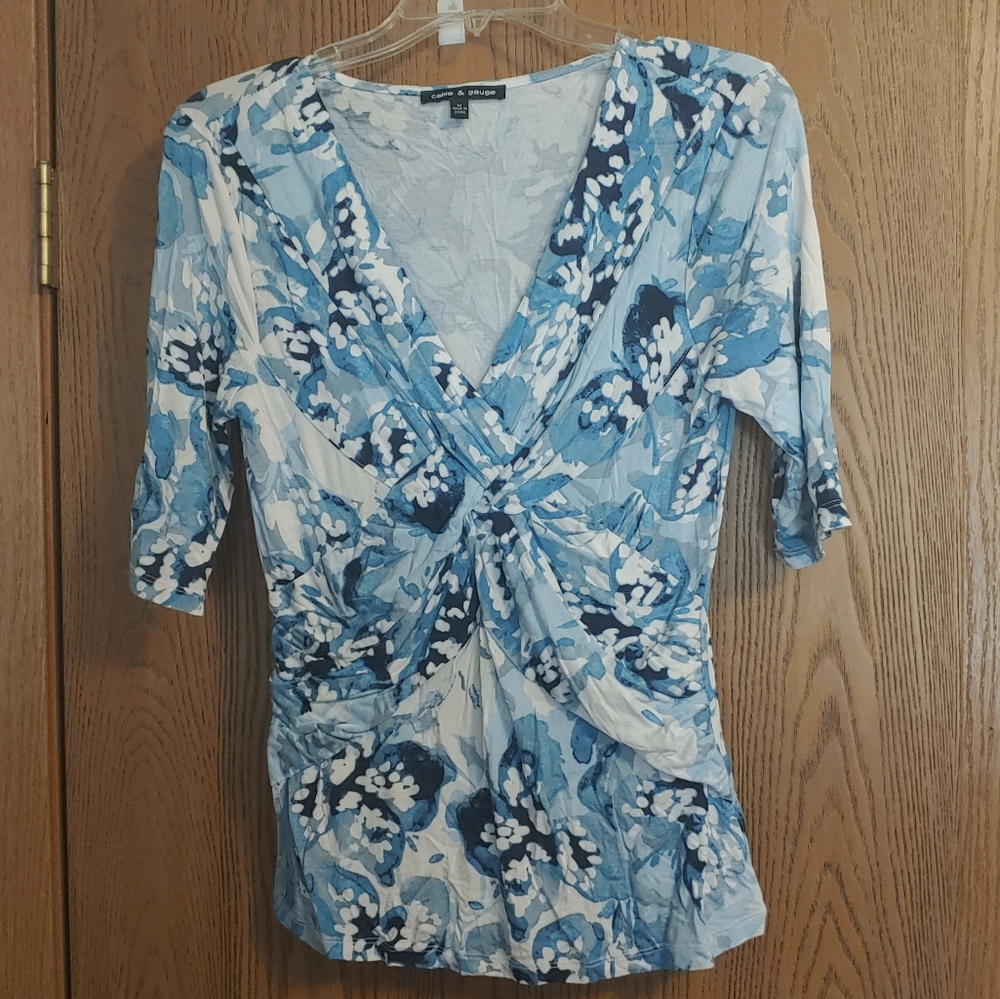 Blue patterned blouse